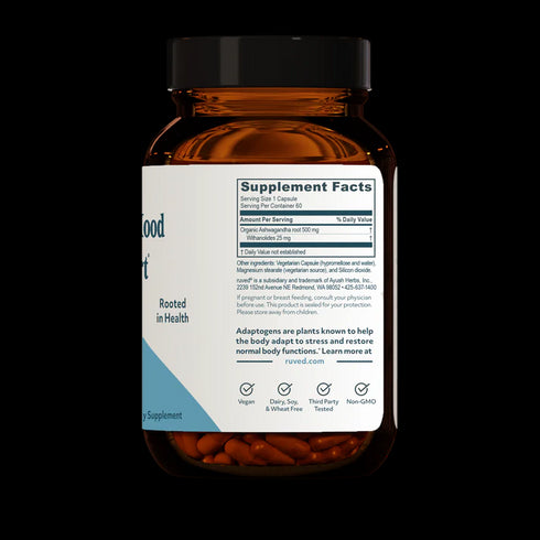 Image of Ashwagandha - Stress & Mood Support 60vcaps supplement facts